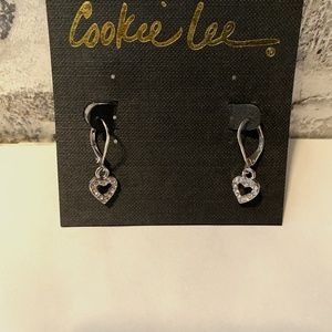 Cookie Lee crystal heart earrings